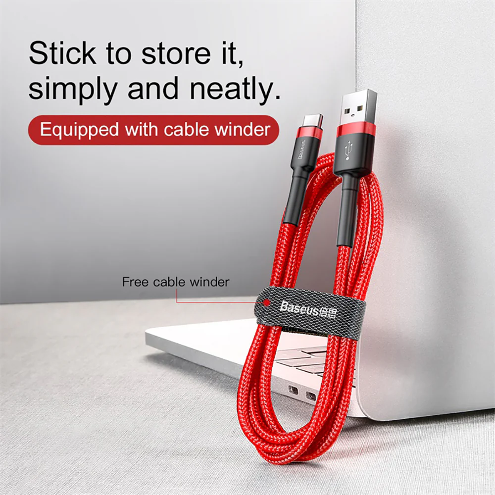 Baseus Cafule USB to Type-C Cable 2A 2M - Red - Image 3