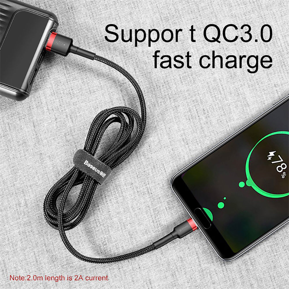 Baseus Cafule USB to Type-C Cable 2A 2M - Red and Black - Image 2
