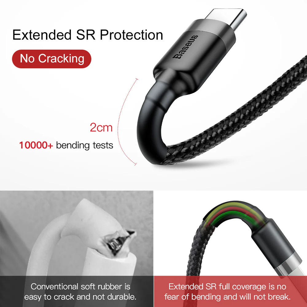 Baseus Cafule USB to Type-C Cable 2A 2M - Space Gray and Black - Image 3