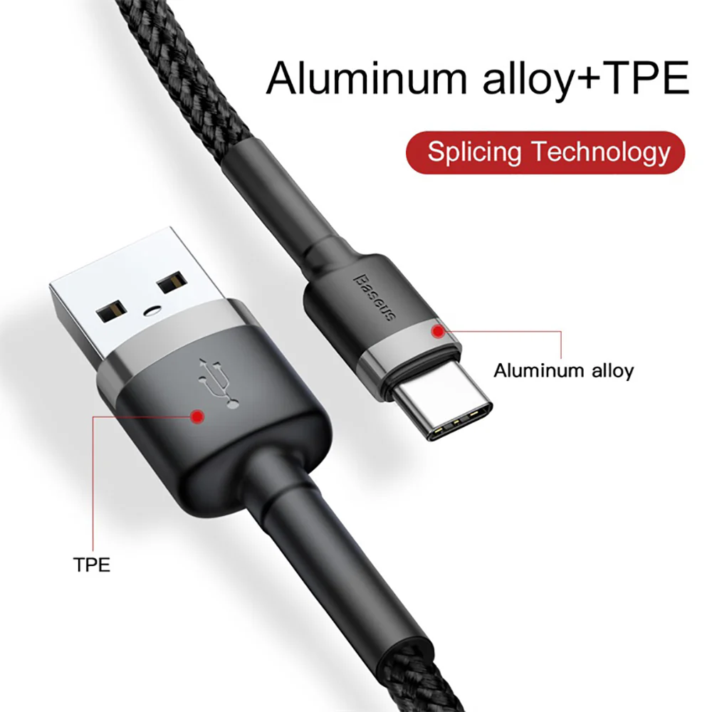 Baseus Cafule USB to Type-C Cable 2A 3m - Deep Space Gray & Black - Image 5