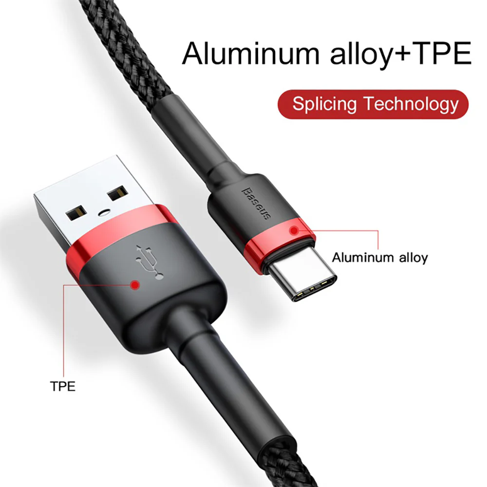Baseus Cafule USB to Type-C Cable 2A 3m - Red and Black - Image 5