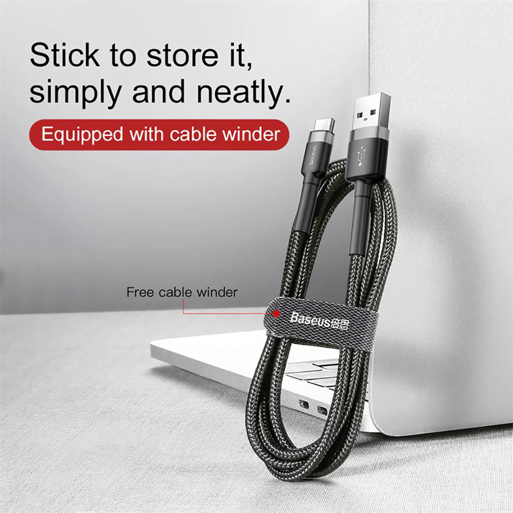Baseus Cafule USB to Type-C Cable 3A 0.5M - Space Gray and Black - Image 4