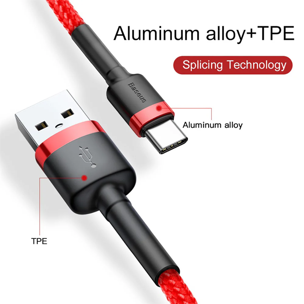 Baseus Cafule USB to Type-C Cable 3A 1M - Red - Image 4
