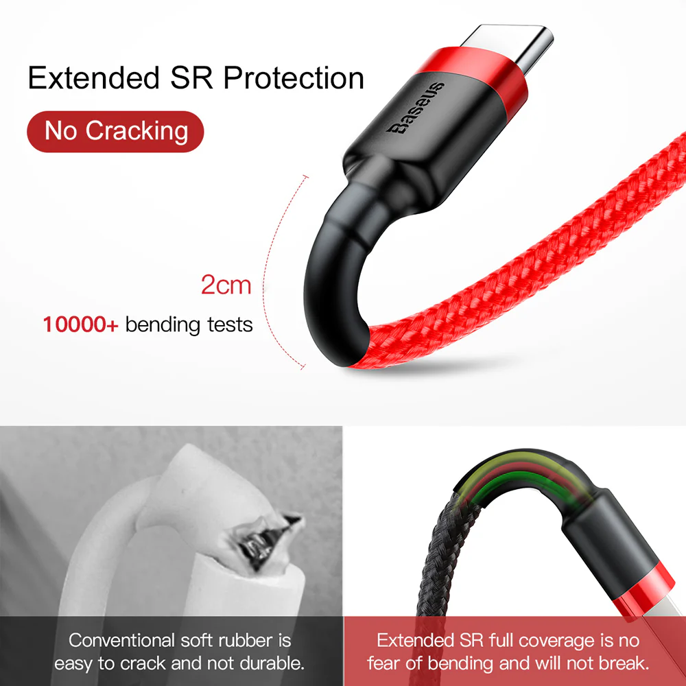 Baseus Cafule USB to Type-C Cable 3A 1M - Red - Image 5