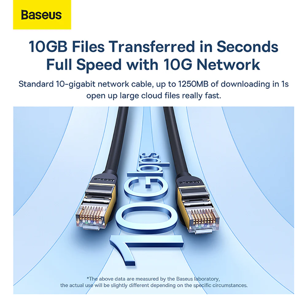 Baseus Cat 7 10-Gigabit RJ45 Network Cable - 1m Black - Image 2