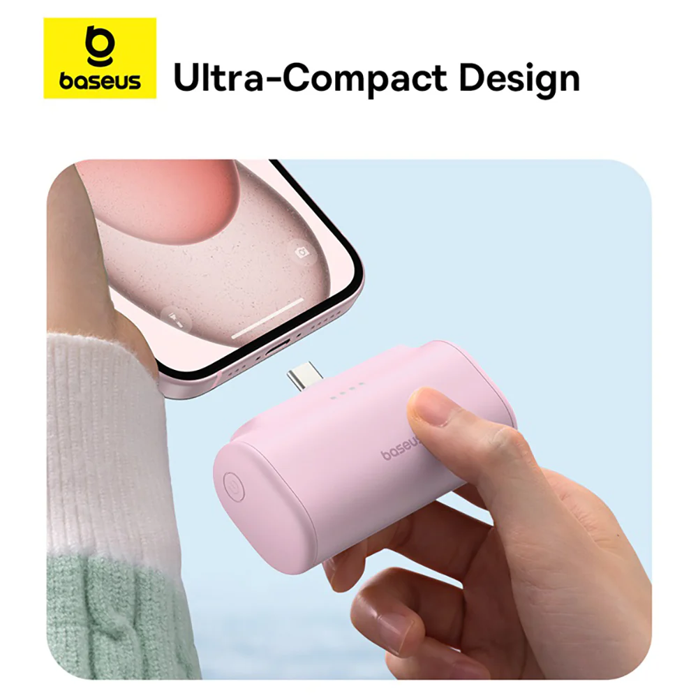 Baseus Compact Fast Charging Power Bank Type-C Edition 5000mAh 20W - Floating Pink - Image 3