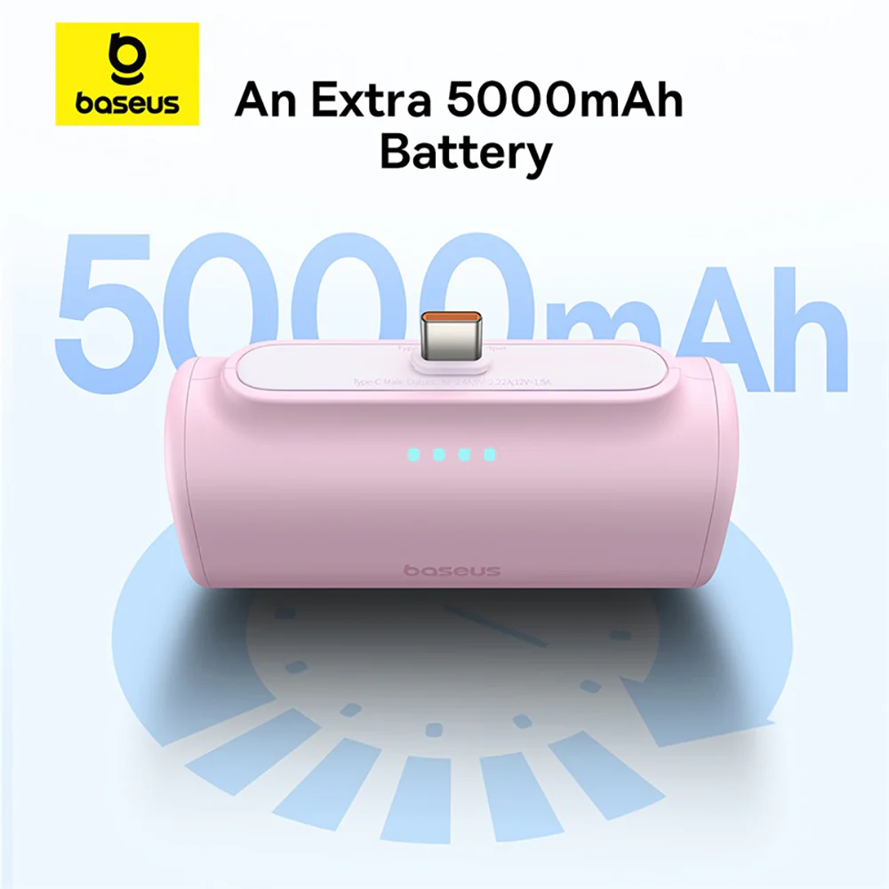 Baseus Compact Fast Charging Power Bank Type-C Edition 5000mAh 20W - Floating Pink - Image 5