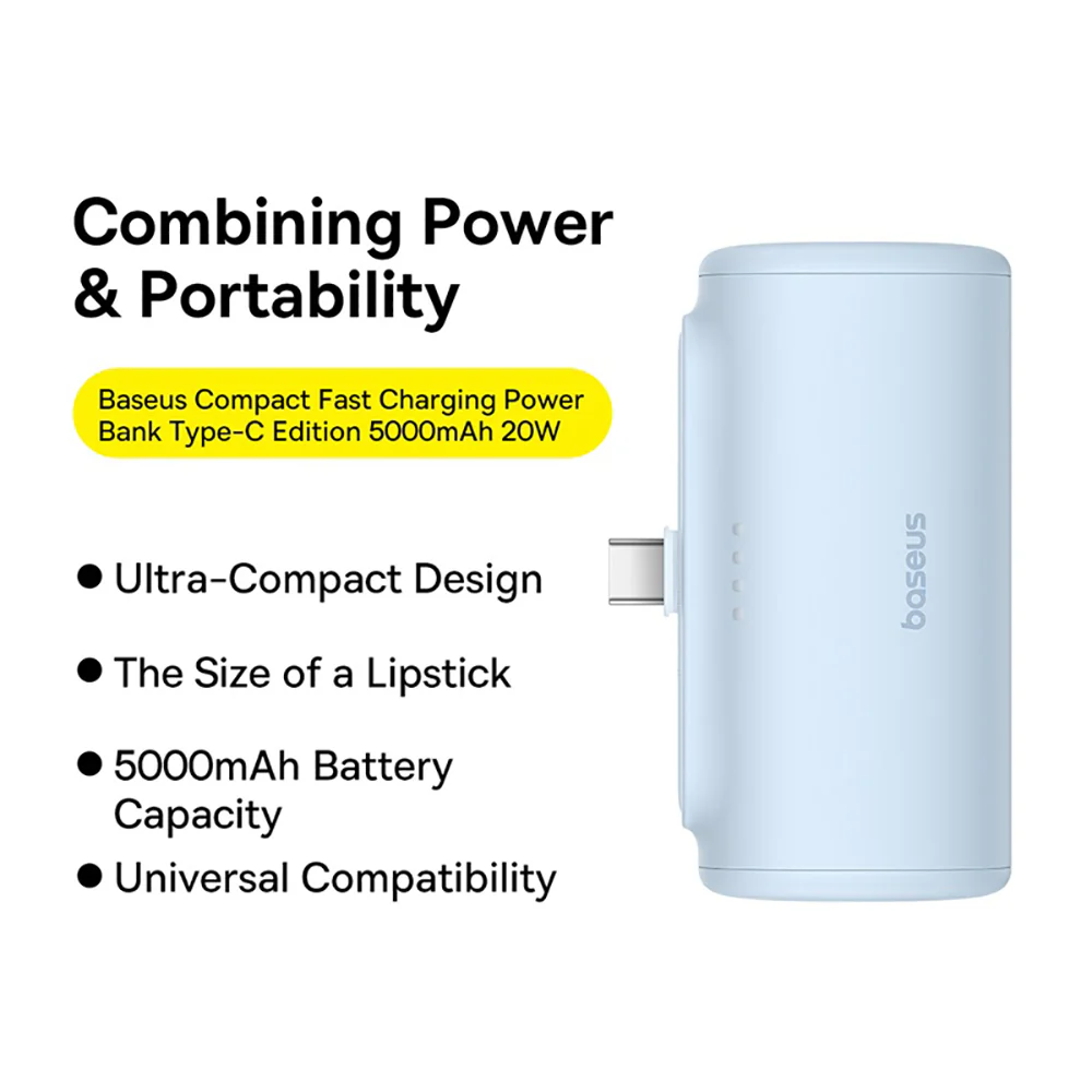 Baseus Compact Fast Charging Power Bank Type-C Edition 5000mAh 20W - Starry Sea Blue - Image 2