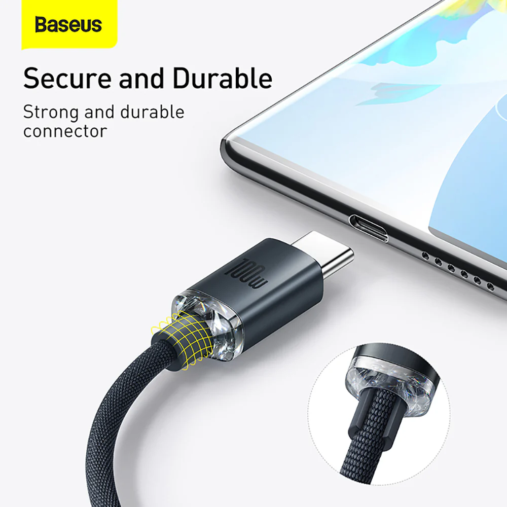 Baseus Crystal Shine Series Fast Charging Cable USB to Type-C 100W 2m Black - Image 4