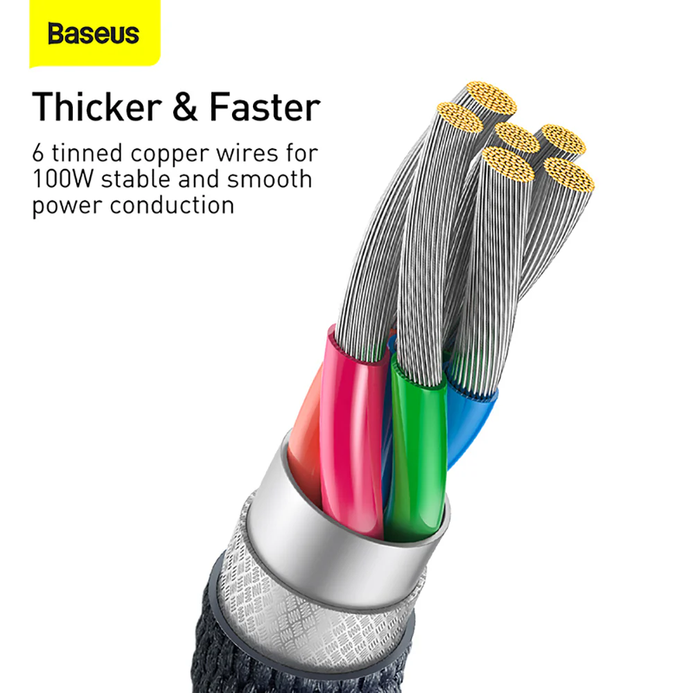 Baseus Crystal Shine Series Fast Charging Cable USB to Type-C 100W 2m Black - Image 5