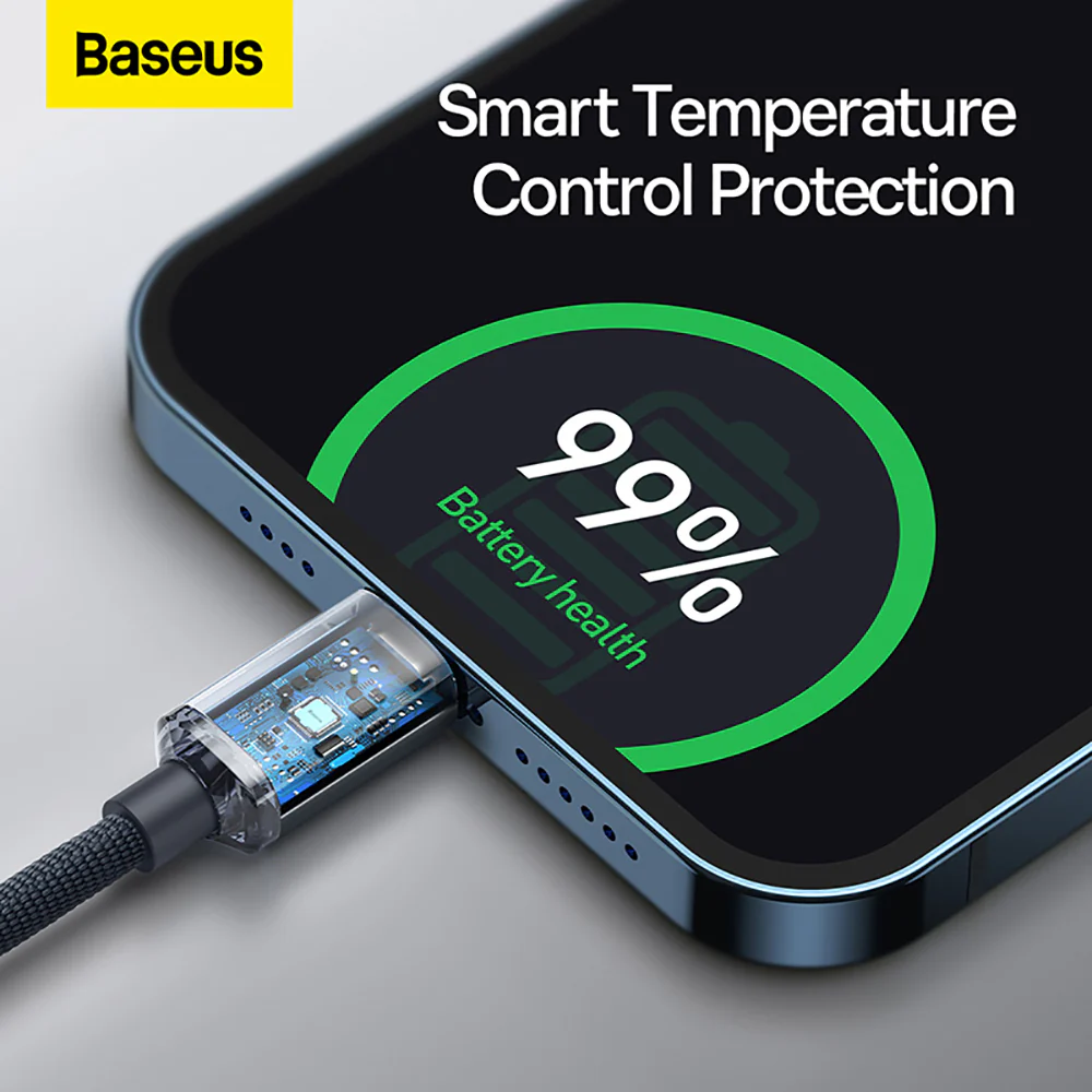 Baseus Crystal Shine Series Type-C to iP Fast Charging Data Cable 20W 2m - Black - Image 4