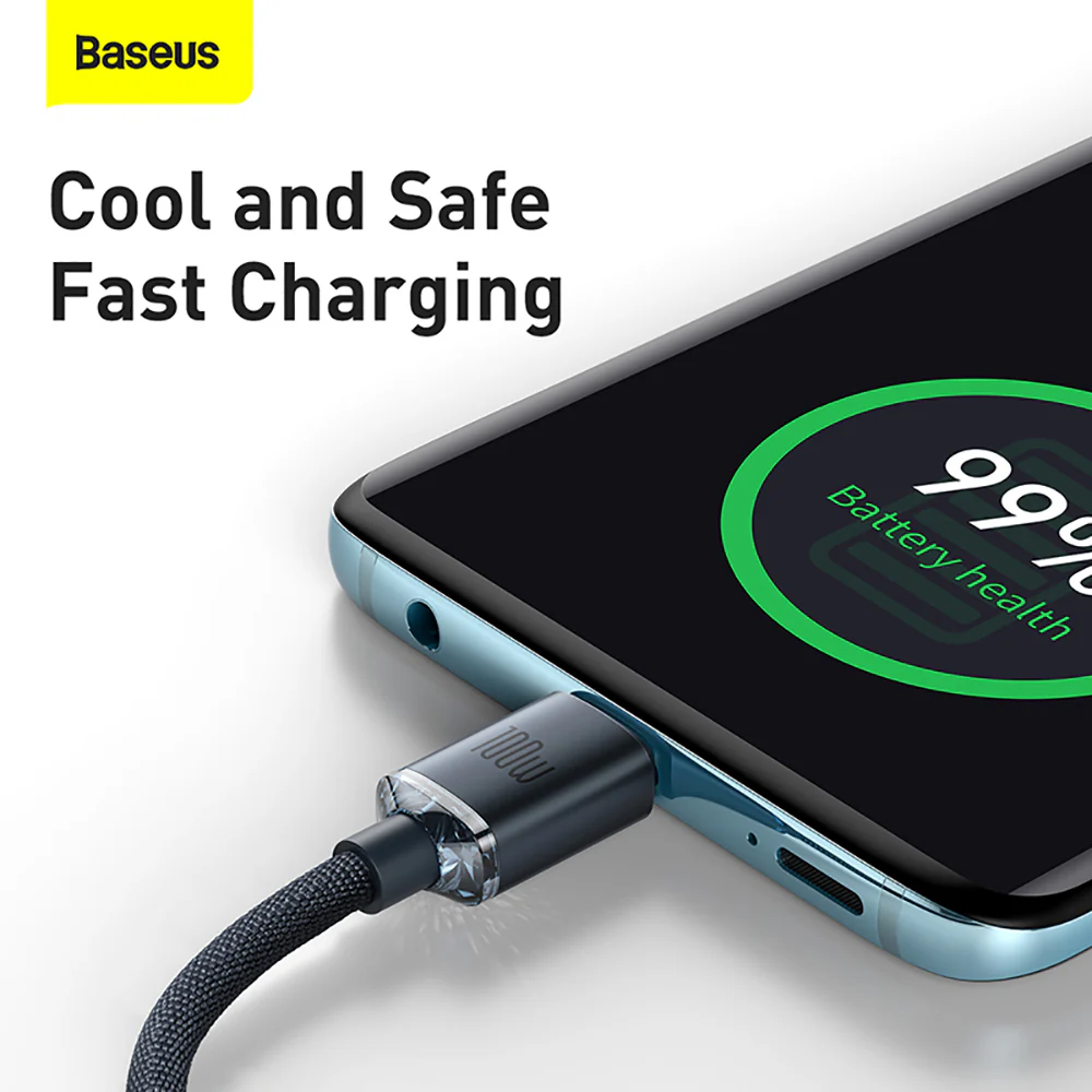 Baseus Crystal Shine Series Type-C to Type-C Fast Charging Cable 100W 1.2m - Black - Image 5
