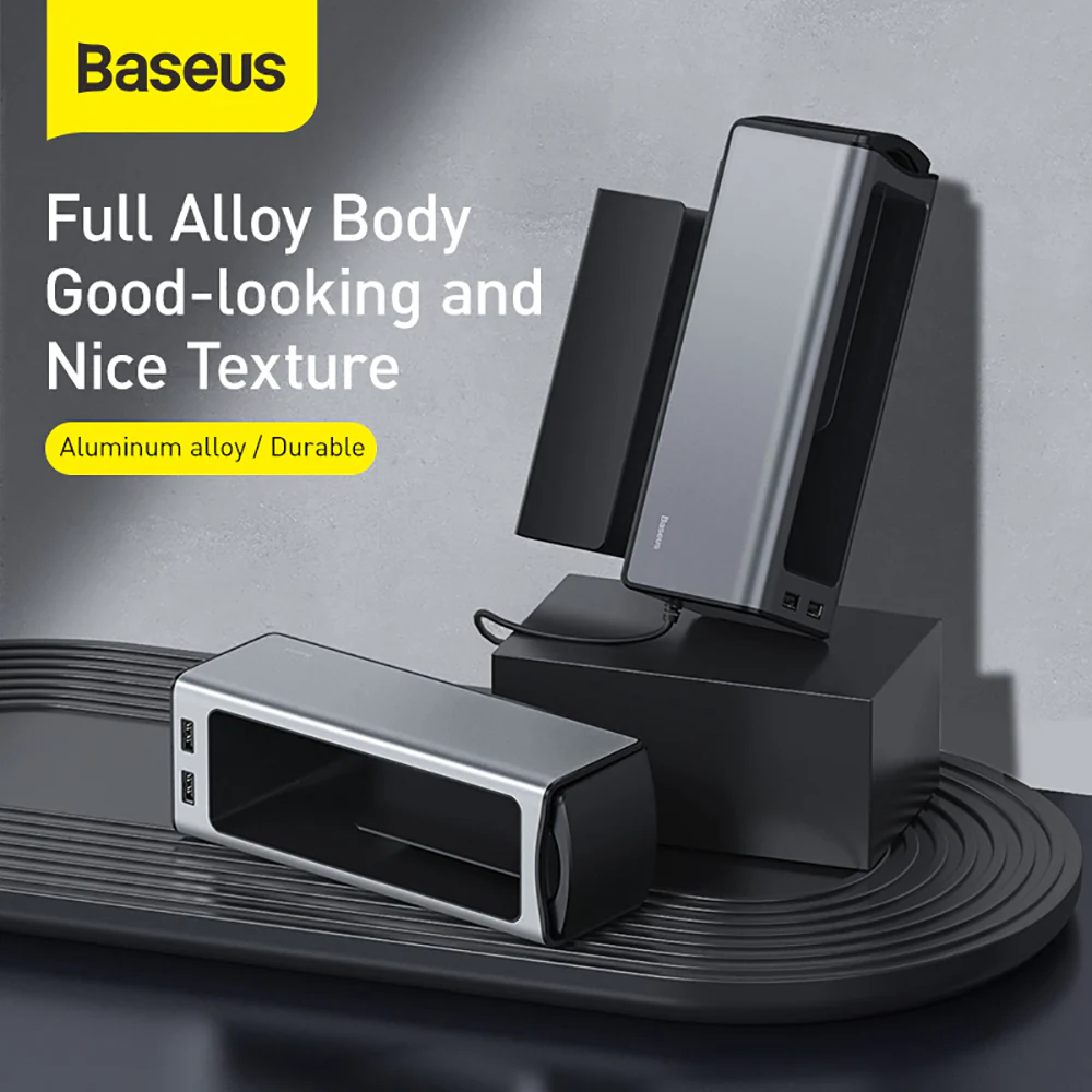 Baseus Deluxe Metal Armrest Console Organizer with Dual USB - Black - Image 2