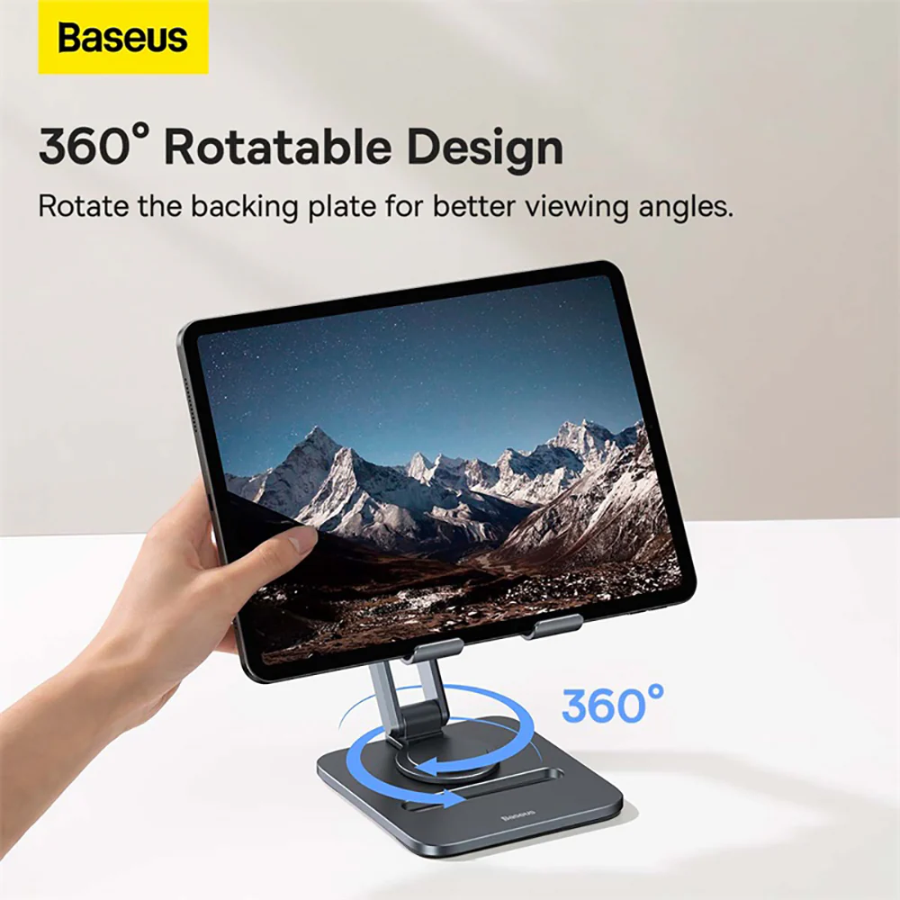 Baseus Desktop Biaxial Foldable Metal Tablet Stand - Rotatable Version, Deep Space Gray - Image 2