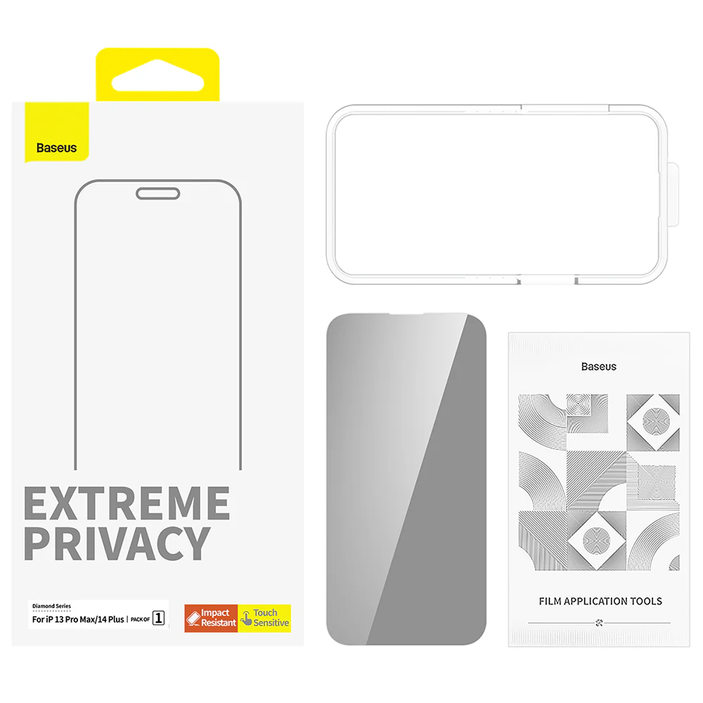 Baseus Diamond Privacy Tempered Glass Screen Protector for iPhone 13 Pro Max/14 Plus - Single Pack - Image 4