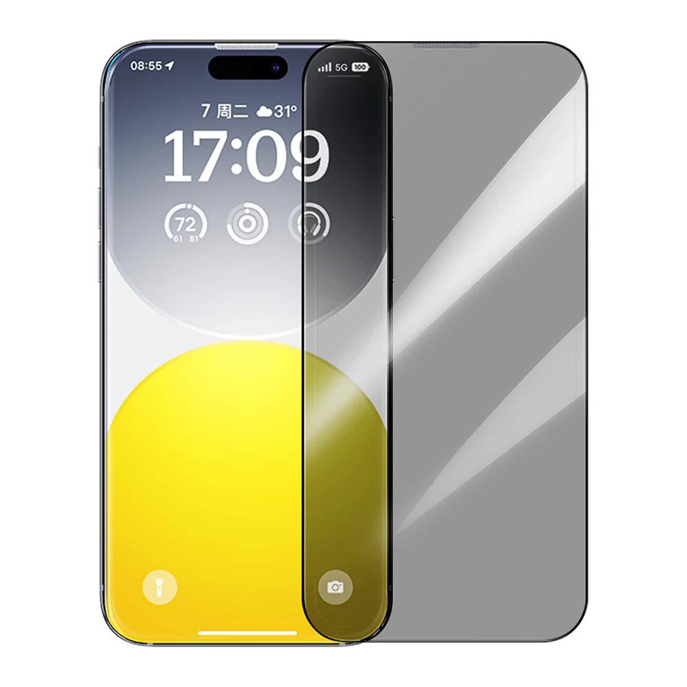 Baseus Diamond Series Full Screen Privacy Tempered Glass for iPhone 15 Plus - Transparent