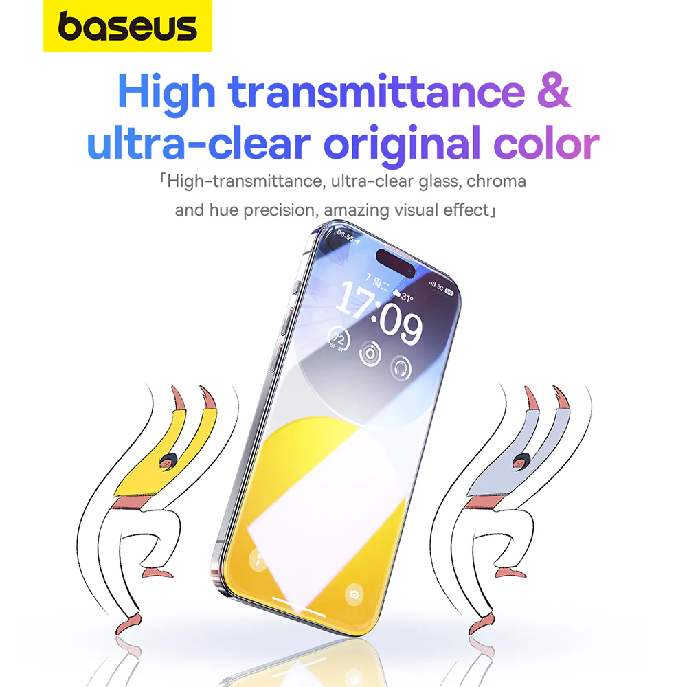 Baseus Diamond Series Full Screen Tempered Glass for iPhone 15 Pro - Clear - Image 2
