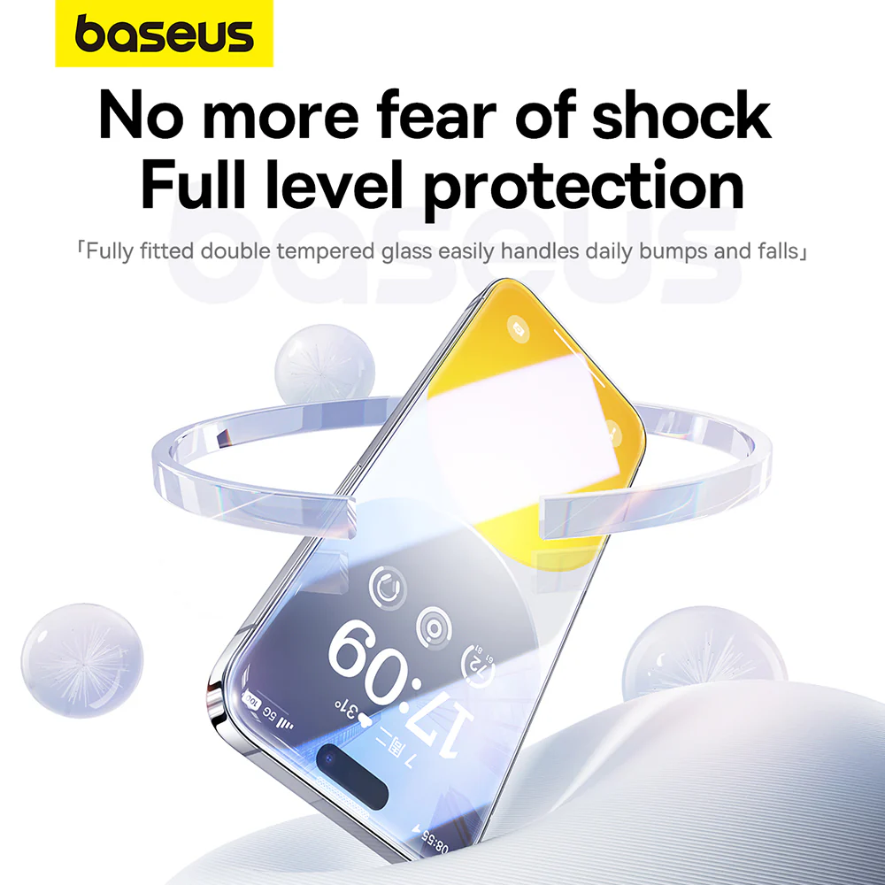Baseus Diamond Series Full Screen Tempered Glass for iPhone 15 Pro - Clear - Image 3
