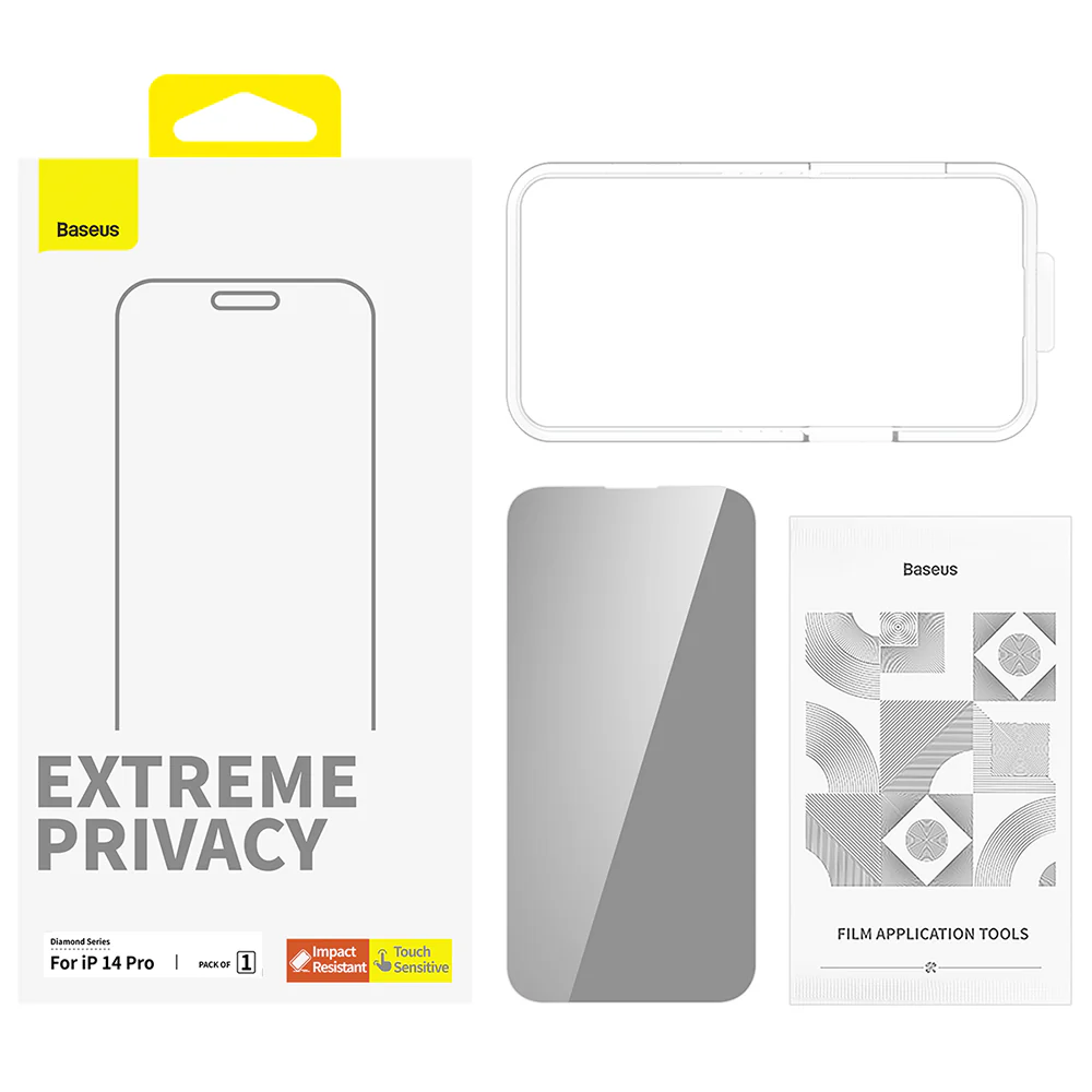 Baseus Diamond Series Privacy Tempered Glass Screen Protector for iPhone 14 Pro - Single Pack - Image 4
