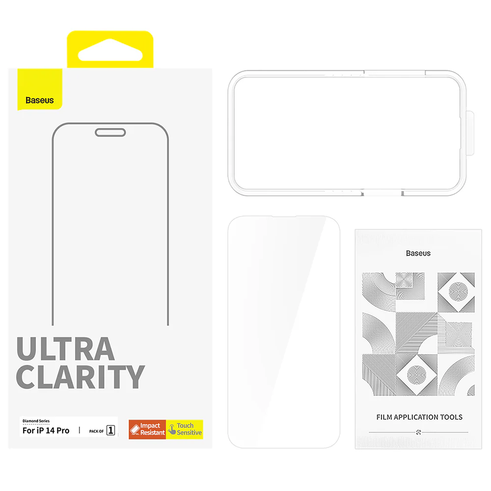 Baseus Diamond Series Tempered Glass Screen Protector for iPhone 14 Pro - Transparent - Image 4