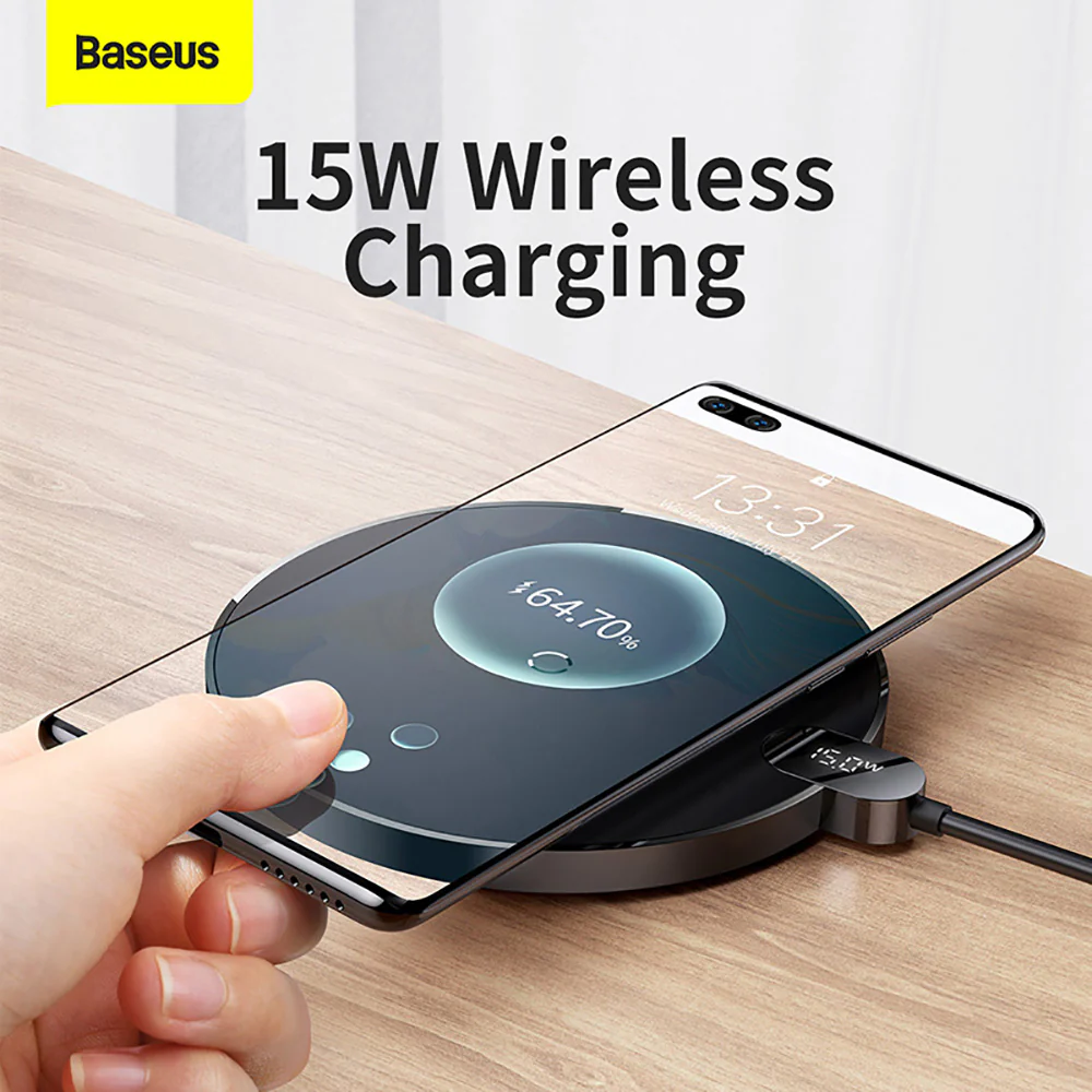 Baseus Digital LED Display Gen 2 Wireless Charger 15W - Black - Image 3