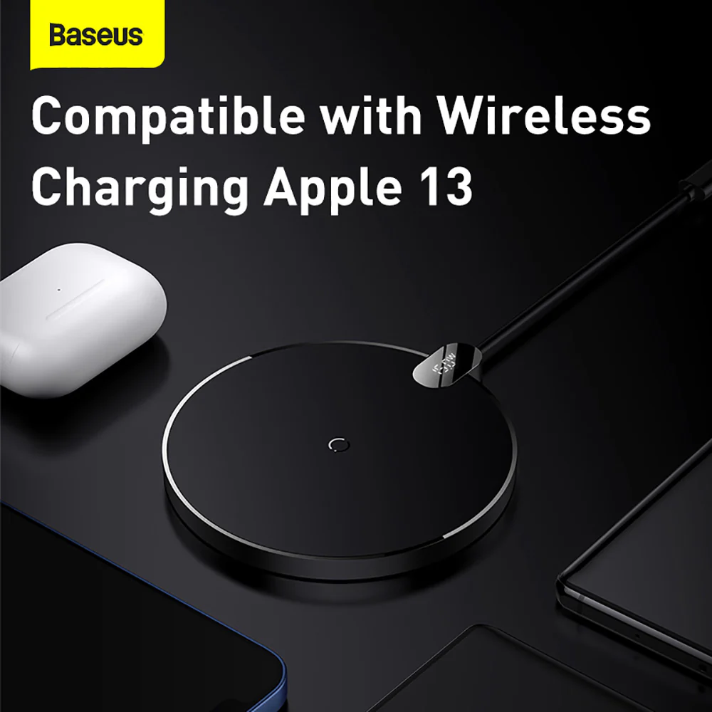 Baseus Digital LED Display Gen 2 Wireless Charger 15W - Black - Image 4