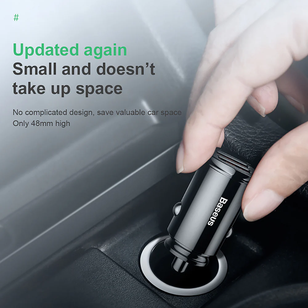 Baseus Dual QC3.0 Smart Car Charger 30W - Black - Image 5