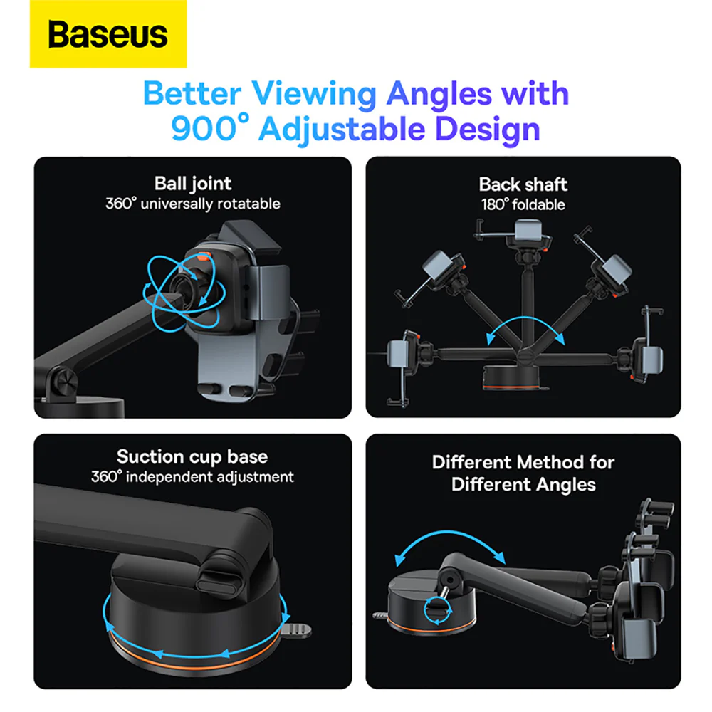 Baseus Easy Control Pro Clamp Car Mount Holder - Suction Cup Version, Bronze - Image 4