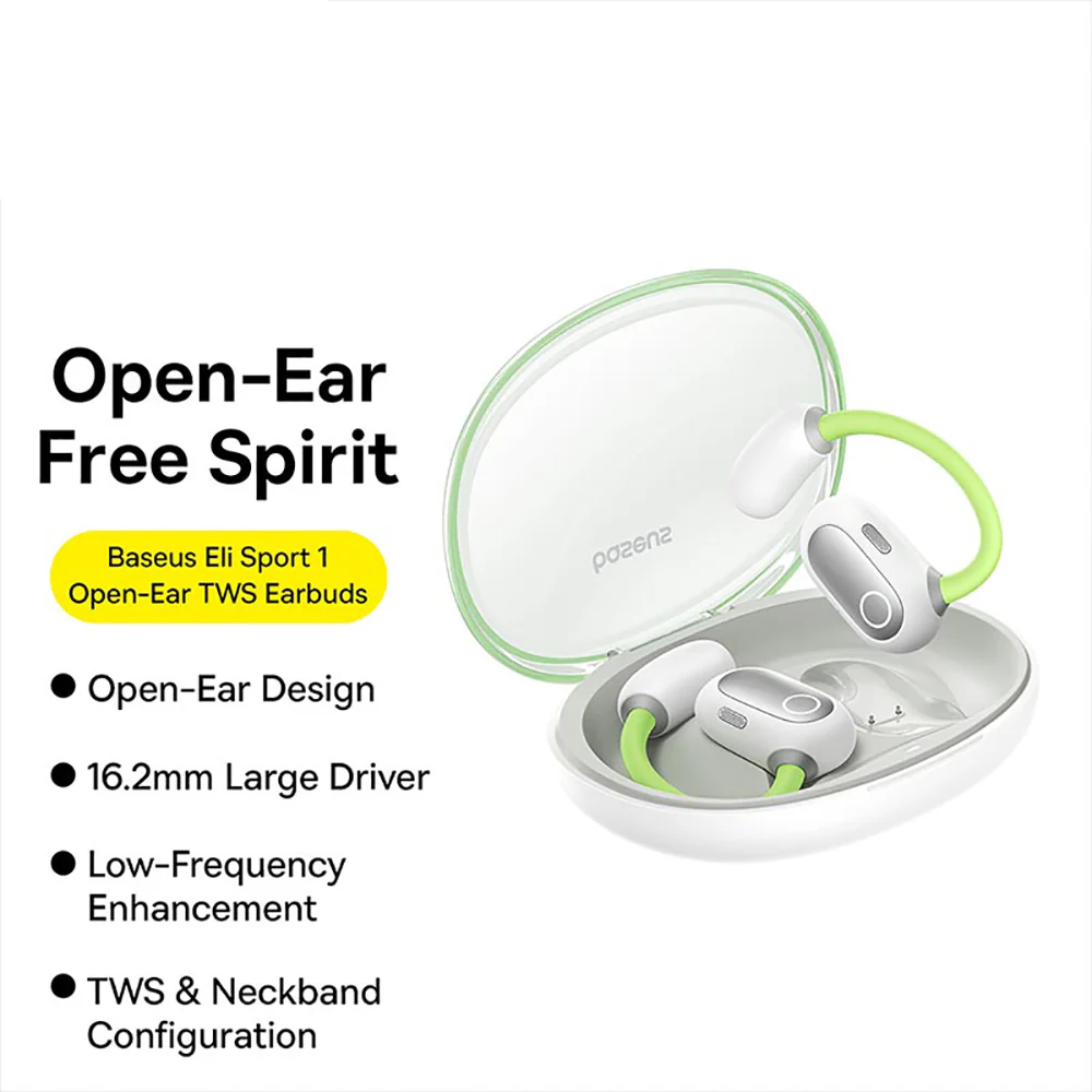 Baseus Eli Sport 1 Open-Ear TWS Earbuds - Aurora Green - Image 2