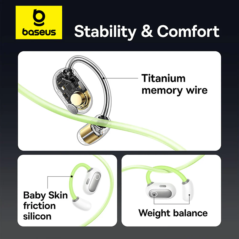 Baseus Eli Sport 1 Open-Ear TWS Earbuds - Aurora Green - Image 6
