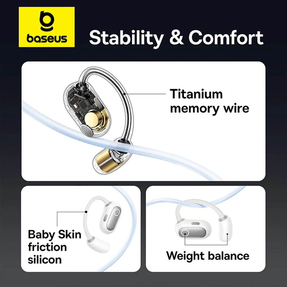 Baseus Eli Sport 1 Open-Ear TWS Earbuds - Starlight White - Image 5