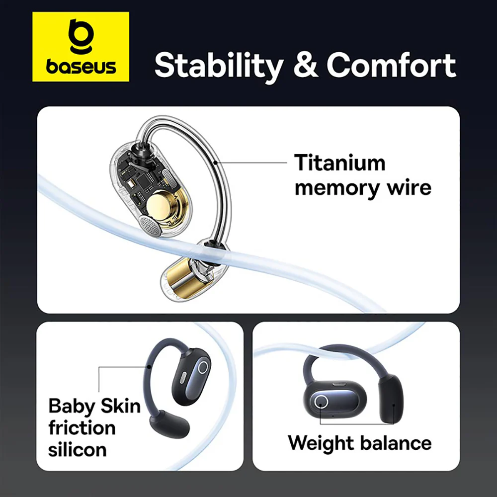Baseus Eli Sport 1 Open-Ear TWS Earbuds - Starry Black - Image 5
