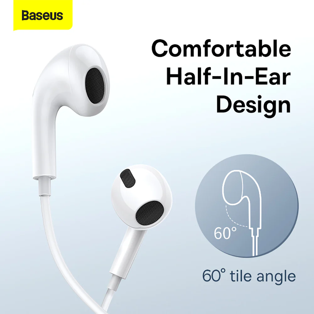 Baseus Encok C17 Type-C Lateral In-Ear Wired Earphones - White - Image 5