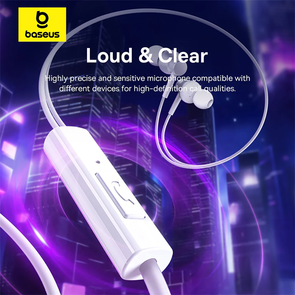 Baseus Encok CZ11 In-Ear Wired Earphones - Moon White - Image 2