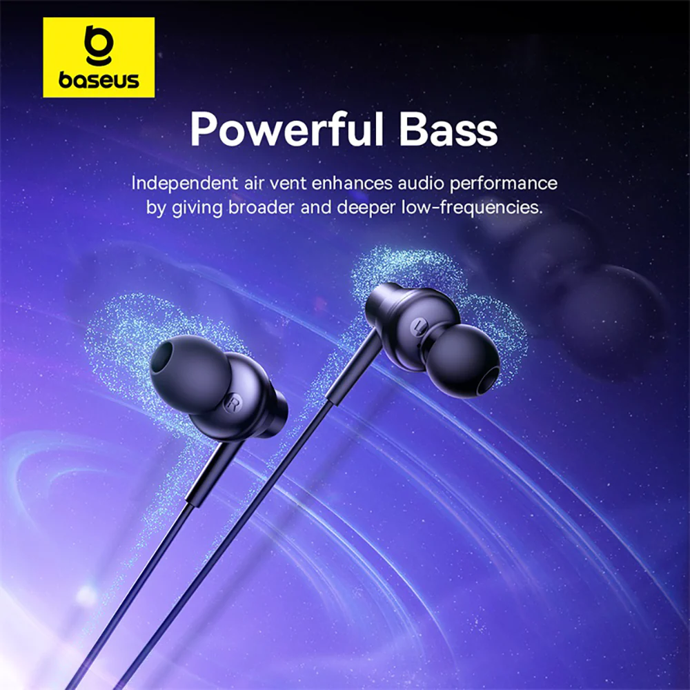 Baseus Encok CZ11 In-Ear Wired Earphones - Starry Black - Image 5