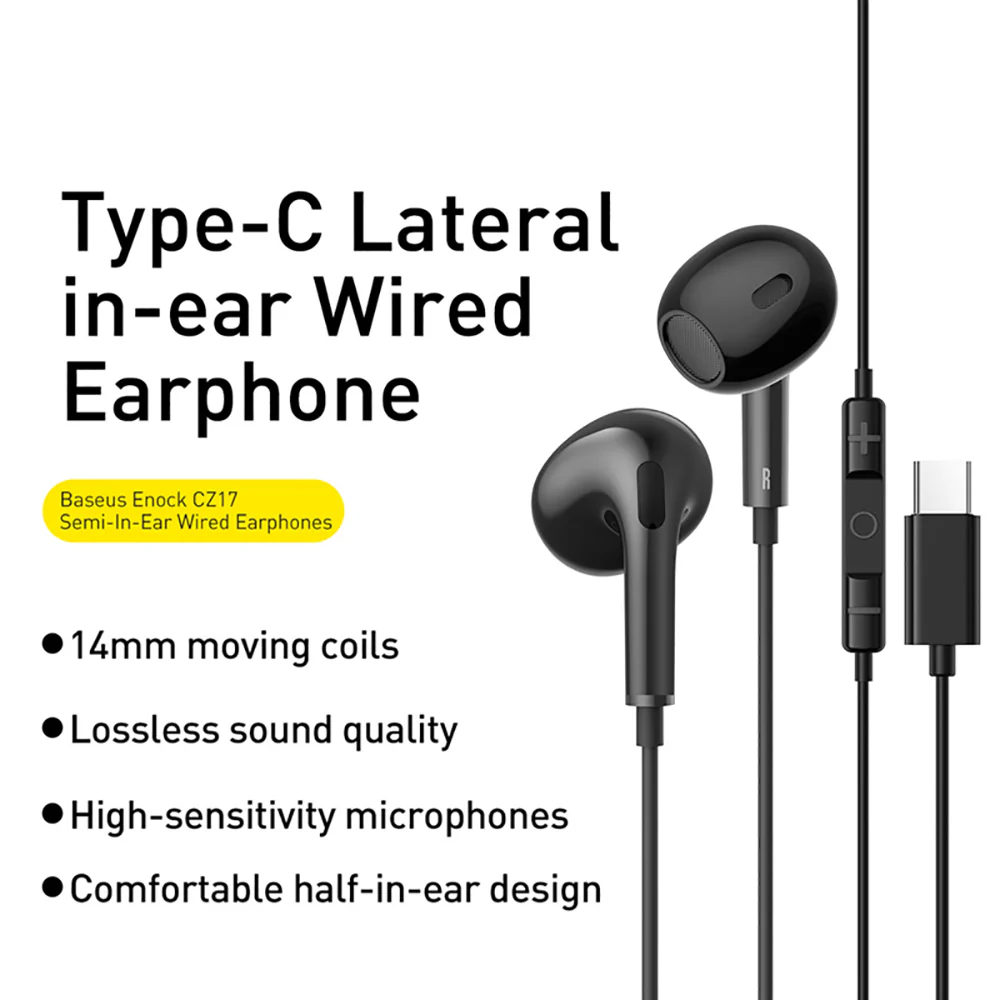 Baseus Encok CZ17 Semi-In-Ear Wired Earphones - Starry Black