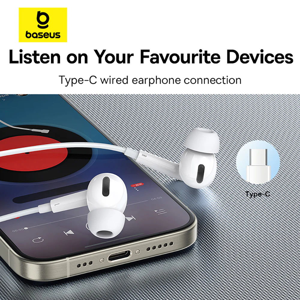 Baseus Encok CZ18 Wired Earphones - Moon White - Image 5