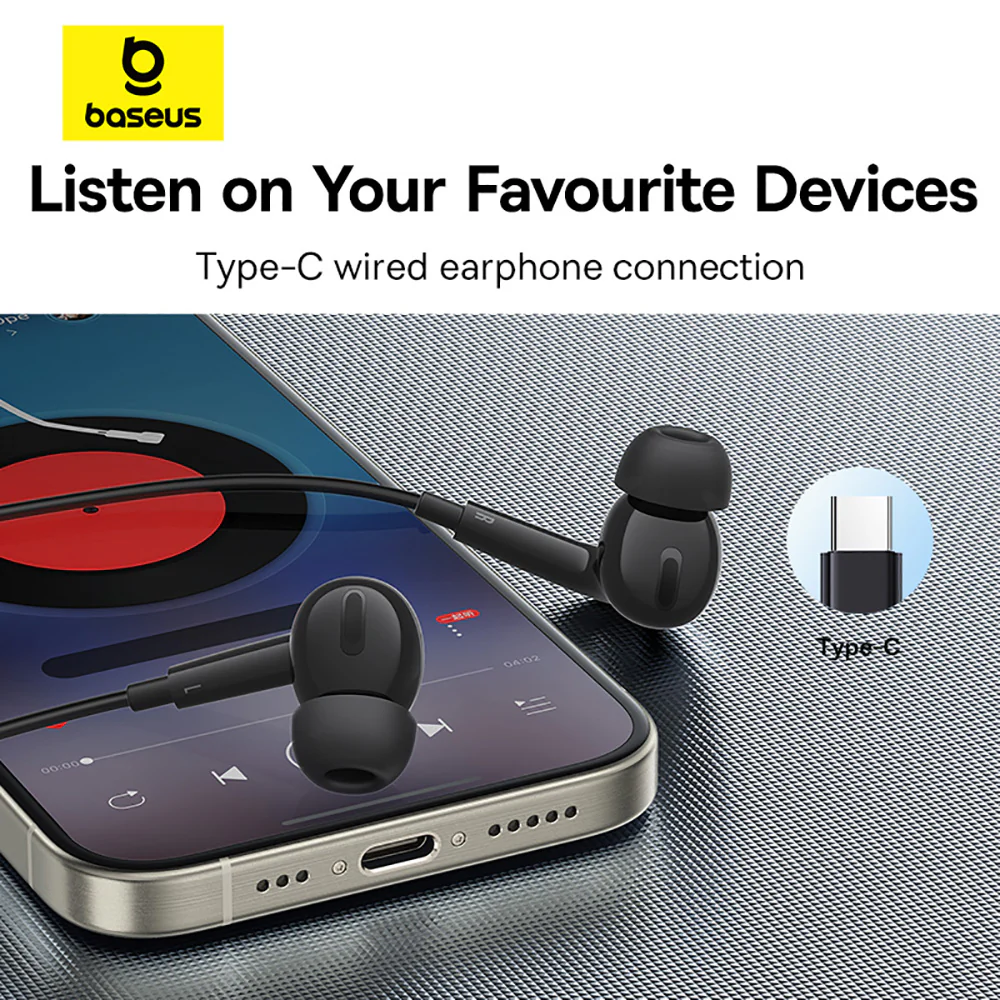 Baseus Encok CZ18 Wired Earphones - Starry Black - Image 5