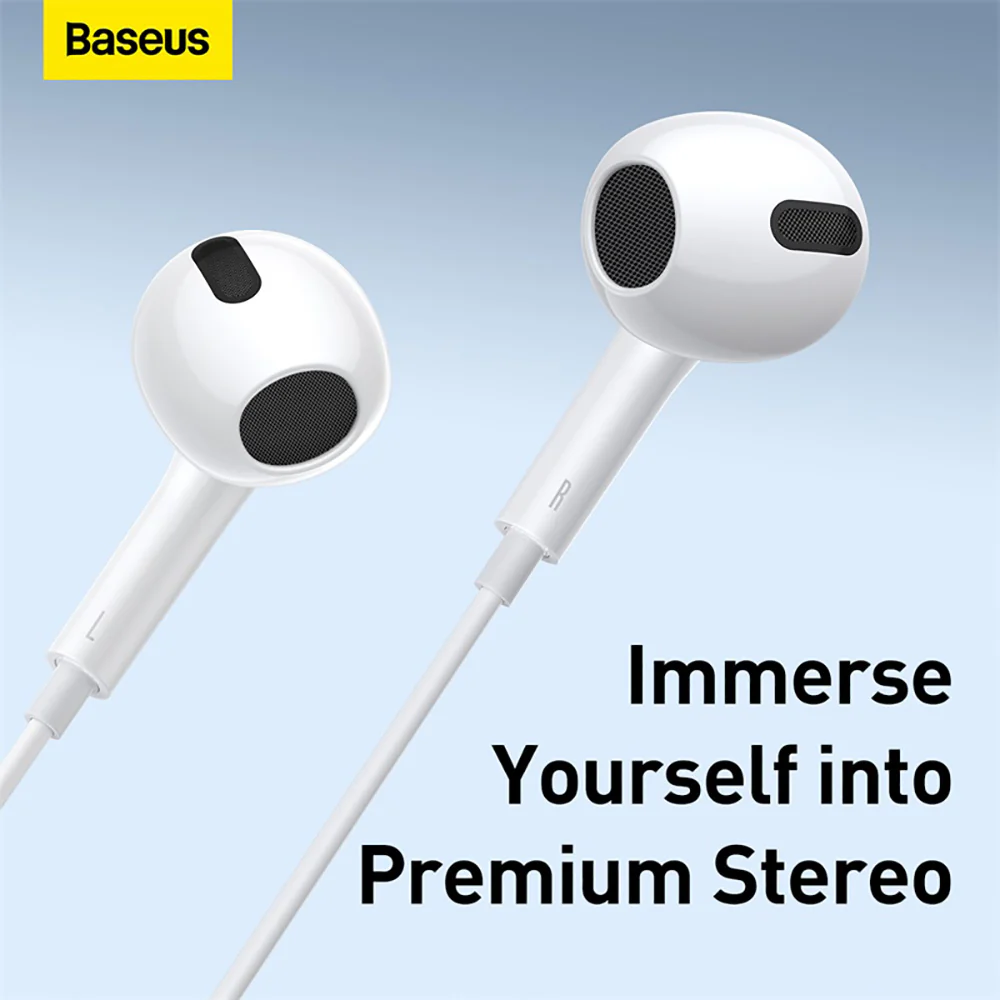 Baseus Encok H17 3.5mm In-Ear Wired Earphones - White - Image 3