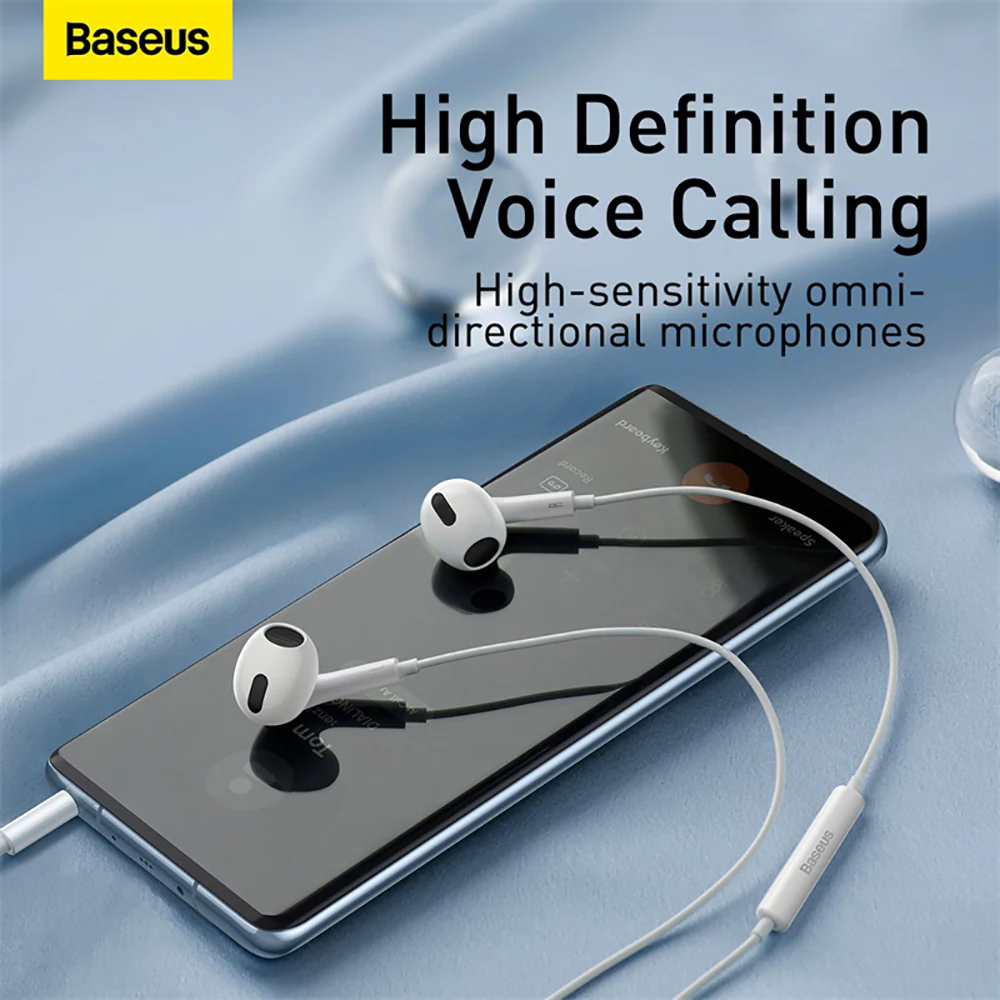 Baseus Encok H17 3.5mm In-Ear Wired Earphones - White - Image 4