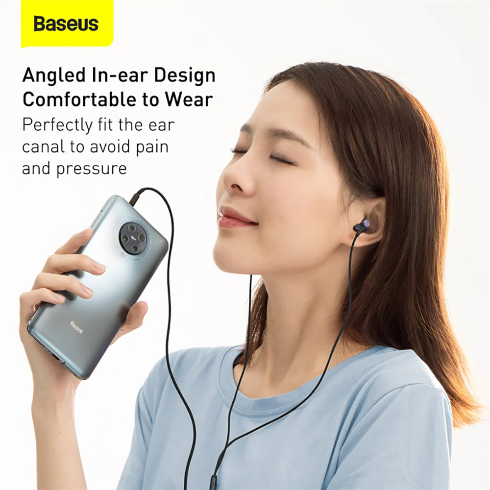 Baseus Encok H19 Wired Earphones - Black - Image 3