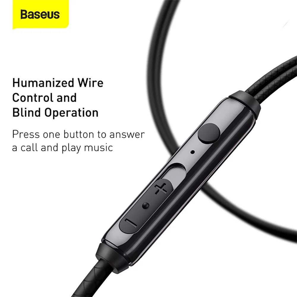 Baseus Encok H19 Wired Earphones - Black - Image 4