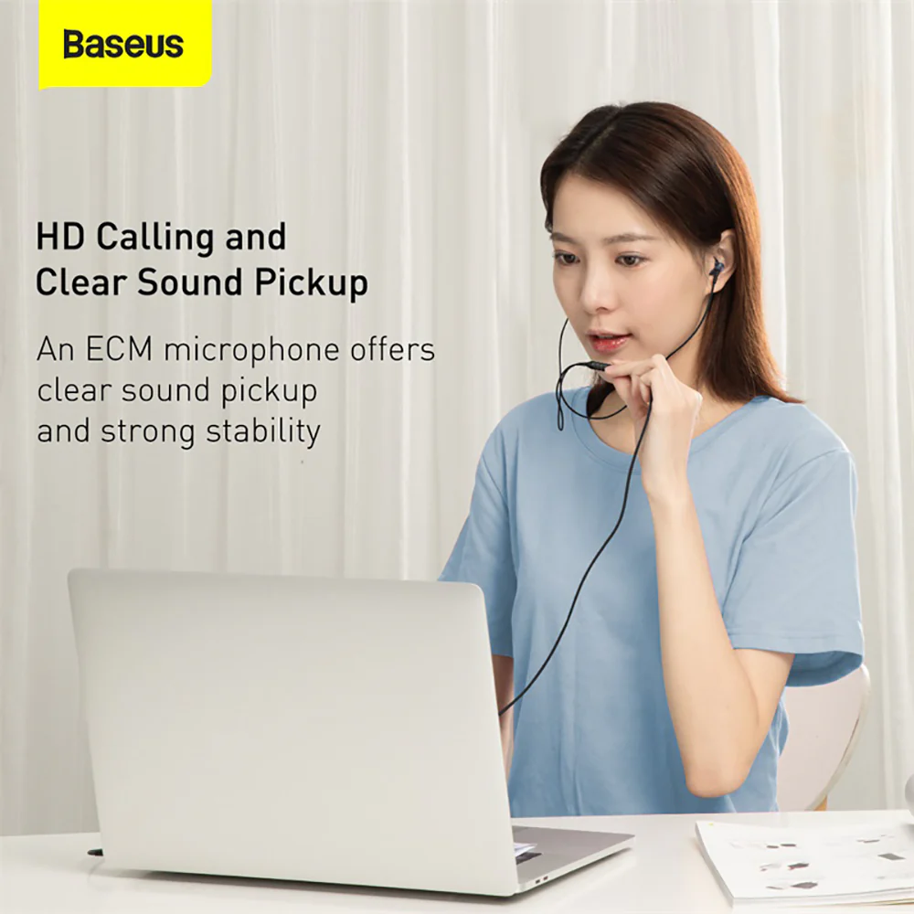 Baseus Encok H19 Wired Earphones - Black - Image 5