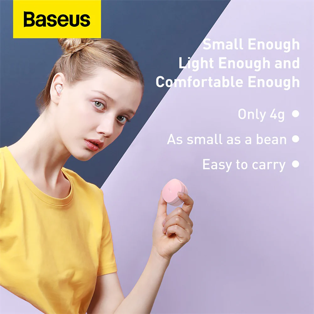 Baseus Encok TWS True Wireless Earphones WM01 Upgrade 5.3 Version - Pink - Image 3