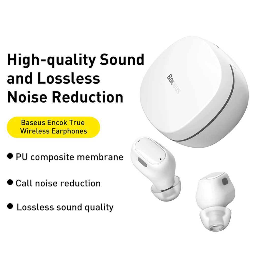 Baseus Encok TWS True Wireless Earphones WM01 Upgrade 5.3 Version - White