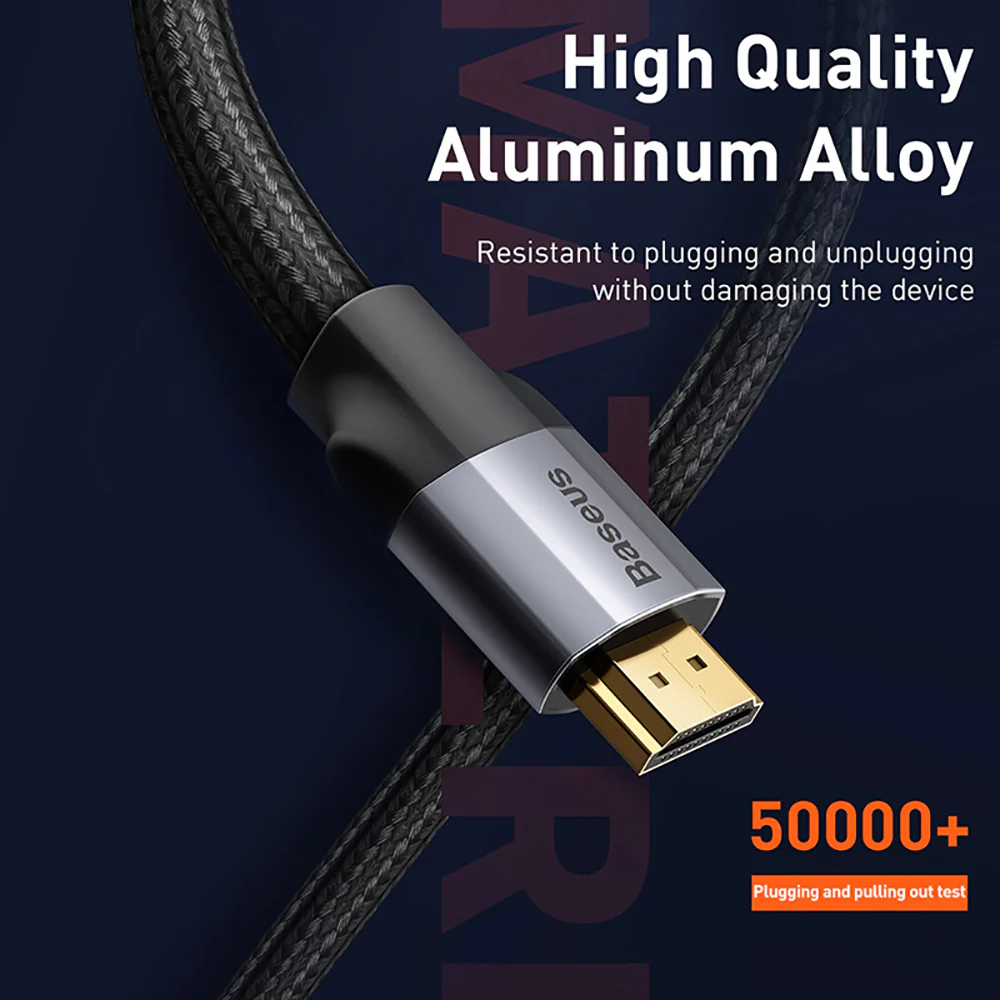 Baseus Enjoy Series 4K HD to 4K HD Cable - 2m, Space Gray - Image 2