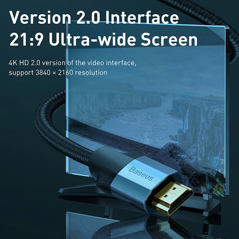 Baseus Enjoy Series 4K HD to 4K HD Cable - 2m, Space Gray - Image 3