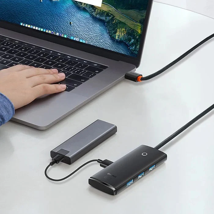 Baseus Enjoy Series USB-A to USB 3.0 Hub 4 Ports 2m - Black - Image 4