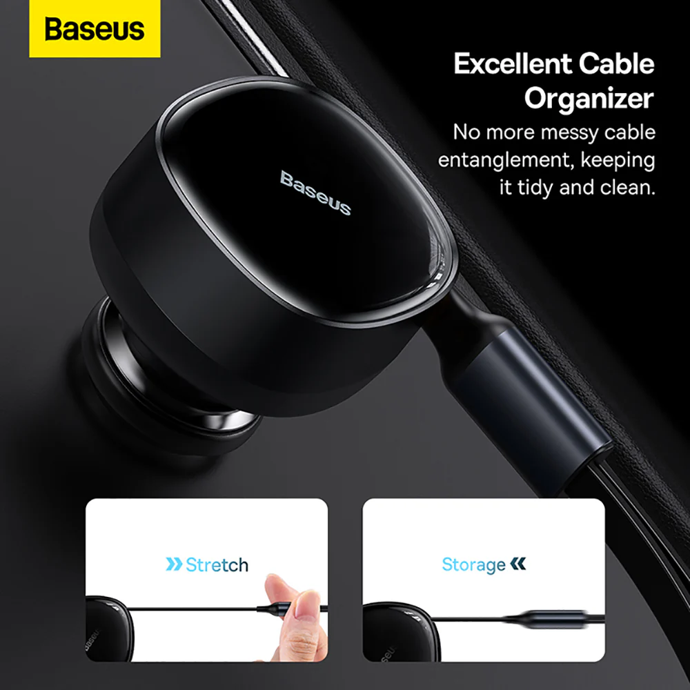 Baseus Enjoyment Series Retractable 2-in-1 Car Charger C+C 33W - Starry Black - Image 2