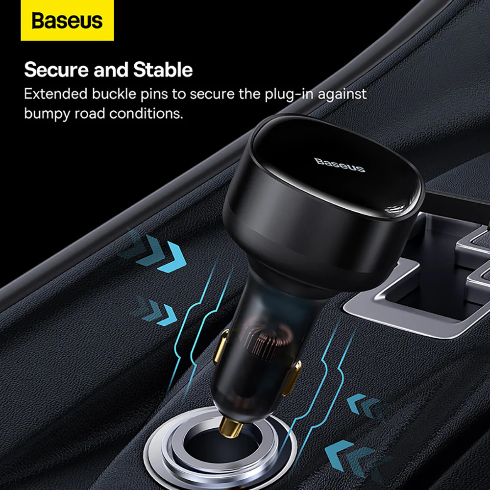 Baseus Enjoyment Series Retractable 2-in-1 Car Charger C+C 33W - Starry Black - Image 5